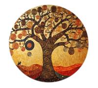 Tapis Circulaire de Luxe Moderne Arbre de Vie pour Le Bureau Imprimé de Feuille Circulaire Tapis Ronds lavables léger Doux pour dortoir de Chambre d’Enfant 150cm
