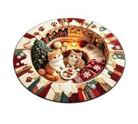 Tapis Circulaire de Noël Tapis avec Illusion d'Optique Doux et Antidérapant | Paillasson de Porte d'Entrée de Fête Pour la Maison Chambre Salon Fermette Balcon et Fête de fin d'année