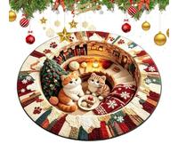Tapis Circulaire de Noël Tapis Rond Doux et Antidérapant à Illusion | Tapis d'Entrée Hall Festif pour Maison et Ferme Entrée Chambre à Coucher Balcon Fête de
