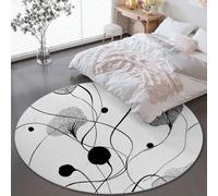 Tapis Circulaire Flanelle 160 cm (Round) - Design, Poils Courts Super Doux, Dessous Antidérapant, Tapis Décoratif pour Salon et Chambre, Gris