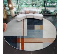 Tapis Circulaire Flanelle 160 cm (Round) - Design, Poils Courts Super Doux, Dessous Antidérapant, Tapis Décoratif pour Salon et Chambre, Multicolore