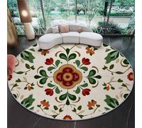 Tapis Circulaire Flanelle 160 cm (Round) - Design, Poils Courts Super Doux, Dessous Antidérapant, Tapis Décoratif pour Salon et Chambre, Multicolore
