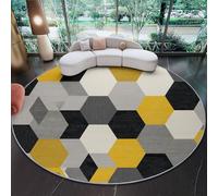 Tapis Circulaire Flanelle 160 cm (Round) - Design, Poils Courts Super Doux, Dessous Antidérapant, Tapis Décoratif pour Salon et Chambre, Multicolore