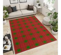 Tapis classique à carreaux rouge vert 90 x 150 cm - Tapis de Noël lavable antidérapant pour salle de bain, cuisine et salle de conférence - Motif géométrique pliable pour décoration d'intérieur