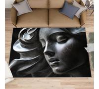 Tapis classique avec sculpture - Portrait de fille et décoration d'intérieur - Tapis en relief 3D pour salon, chambre à coucher, tapis de sol antidérapant à poils bas - 1,6 x 2 m