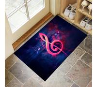 Tapis Clef De Sol Entrée Intérieur - Tapis de Porte Symboles Musicaux Antidérapant - Paillasson de Propreté Extérieur - Tapis de Porte Lavable Absorbant (Bleu Foncé 50 x 80 cm)