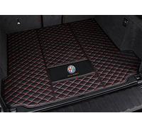 Tapis Coffre Cuir Voiture pour Alfa Romeo Stelvio 2017-2023 2024 EntièRement Entouré Cuir Tous Temps Trunk Mat Boot Mats Protection Intérieurs Accessoires,BlackRed1-WithoutAudio
