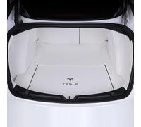 Tapis Coffre Cuir Voiture pour Tesla Model 3 Highland 2024 EntièRement Entouré Cuir Tous Temps Trunk Mat Boot Mats Protection Intérieurs Accessoires,1Set-Whitestyle