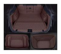 Tapis Coffre Trunk Liner Mat pour Tesla pour Model Y Nouveau 2021-2025 pour Juniper Tapis Coffre Voiture Cuir Pleine Fleur Coussin Protection Avant Arrière(Coffee,2021-2024)