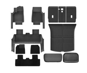 Tapis Coffre Trunk Liner Mat pour Tesla pour Modèle Y pour Juniper 2025 Tapis Sol avec Bandes Protection Seuil Porte Doublure Tapis Chargement Coussin Dossier Coffre(DL-12 PCS)