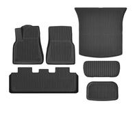 Tapis Coffre Voiture pour Tesla pour Modèle Y 2025 + pour Juniper TPE Doublures Coffre Imperméables Toutes Saisons Intérieur Antidérapants Tapis Sol(6PCS)