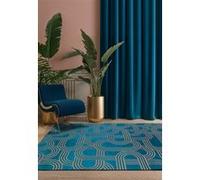 Tapis - Collection Disco Beneffito - Night Fever - Tapis à Motifs, Finition Artisanale, Tissage en Belgique - Tapis d'intérieur moderne et doux - Rectangulaire - 200 x 280 cm BLEU_VERT G