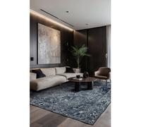 Tapis - Collection Heris - Deep Blue - Tapis à Motifs, Finition Artisanale, Tissage en Belgique - Tapis d'intérieur moderne et doux - Rectangulaire -