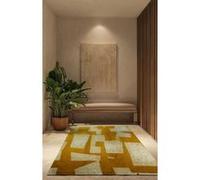 Tapis - Collection Skip Beneffito - Calisson - Tapis à Motifs, Finition Artisanale, Tissage en Belgique - Tapis d'intérieur moderne et doux - Rectangulaire - 170 x 240 cm Jaune G