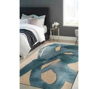 Tapis - Collection Swing - Lagoon Blue - Tapis à Motifs, Finition Artisanale, Tissage en Belgique - Tapis d'intérieur moderne et doux -