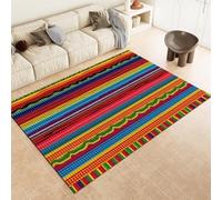 Tapis Colorés Et Colorés Tapis Bohemian Mexican Stripes Machine Machine Washable Pile Shot Area Rapis Mat De Sol Intérieur sans Glissement pour Le Salon Chambre Cuisine Et Décoration De Couloir,