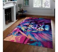 Tapis colorés Pop Art Animaux lavables 160x230cm Moquette Fine à Motif de Lion Abstrait Abstrait Moderne pour Salon entrée Chambre de bébé