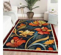 Tapis conception esthétique Carpette d’extérieur lavable à l’usine salon Bohème Rêveur abstrait motif floral antidérapant Paillasson d’entrée chambre à coucher mince tapis à Tapis vintage 90x150cm