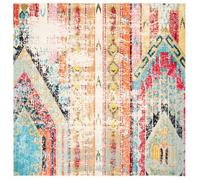 Tapis Contemporain en polypropylène Bleu/Orange 201 x 201 cm