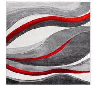 Tapis Contemporain en polypropylène Gris/Rouge 91 x 91 cm