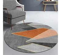 Tapis Contemporains Tapis Ronds pour Salon Chambre Ou Cuisine, Orange/Gris - 80cm 100cm 120cm 140cm 160cm 180cm, Diameter 140cm/4.6ft