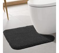 Tapis Contour WC Extra Epais Tapis de Toilette WC Antidérapant Tapis WC Absorbant Tapis Salle de Bain Super Doux en Microfibre Lavable en Machine 50 x 60cm, Noir