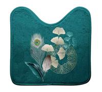 Tapis Contour WC Imprimé ""Ginkoblue"" 45x45cm Vert