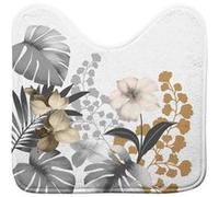 Douceur d'Intérieur – Tapis contour WC Kelly – Microfibre imprimée – 45 x 45 cm – Blanc