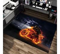 Tapis Cool Moto Extreme Sports Formula Racing Flames 3D, Tapis Gaming pour Chambre Garçon, Tapis pour Salon Noir Gris, Gamer Tapis Salle de Jeux Ado, Gaming Carpet for Gaming Room, 100x150 cm, Color 1