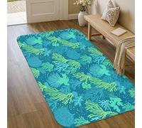 Tapis corail, motif algues tropicales côtières, bulles, bleu sarcelle, antidérapant, doux, résistant aux taches, pour entrée, salle de bain, buanderie, chevet, 0,9 x 1,5 m