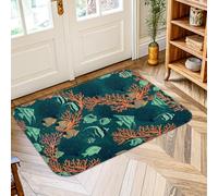 Tapis corail, poisson naturel, algues, été bleu sarcelle, tapis d'intérieur à poils courts en éponge qui ne perd pas ses poils pour salle de bain, entrée, chevet, buanderie, décoration de salle de