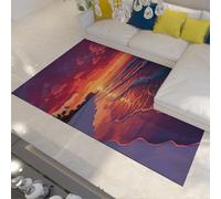 Tapis côtiers couchant de Soleil Ondes de Plage de rêve Moquette pour Bureau sous la Table Tapis de Sol Romantique Japonais Décoration intérieure Tapis antidérapant Lavable Peu à Poil Bas 120x240cm