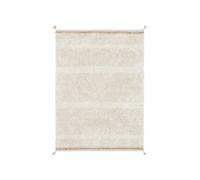 Tapis coton beige texturé avec finition pompons XL - 200 x 300 cm