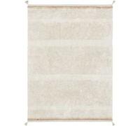 Tapis coton beige texturé avec finition pompons XL - 200 x 300 cm