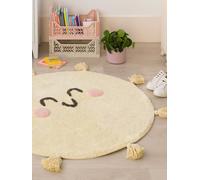 Lorena Canals Tapis Lavable You're My Sunshine - Jaune Clair, Gris foncé, Pêche - 97% Coton 3% Autres fibress Base : Coton recyclé - Ø100 cm