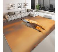 Tapis Coucher Soleil Crépuscule Animal Cheval, Moquette de Lavable Antidérapant - Tapis de Doux Poils Courts Chevet pour Chambre Salon Intérieur Décoration (Jaune 140 x 200 cm)