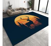 Tapis Coucher Soleil Forêt Cerf 180x240cm Naturel Guérisseur Antidérapant poils bas Moquettes Sol Décoration Durable Doux Machine Lavable Grand Tapis pour Salon Chambre Balcon Couloir 16y139