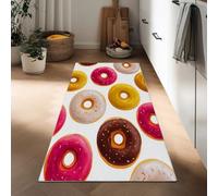 Tapis Couloir 40 x 120 cm, Coureur Cuisine Donuts Géométriques Colorés Tapis de Passage à Poil Court Entrée Doux Lavable en Machine, Antidérapant, Style Cartoon pour Salon, Couloir, Buanderie