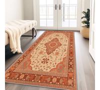 Tapis Couloir 40 x 120 cm Rétro Géométrique Lavable en Machine Long Tapis de Passage Couleur Terre Descente de Lit Poil Ras Antidérapant Tapis Salle a Manger Cuisine Escalier Salon Chambre