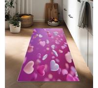 Tapis Couloir 50 x 140 cm, Coureur Cuisine Pétales En Forme De Cœur Tapis de Passage à Poil Court Entrée Doux Lavable en Machine, Antidérapant, Style Onirique Et Mignon pour Salon, Couloir, Buanderie