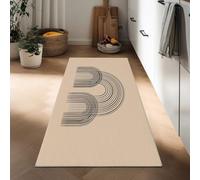 Tapis Couloir 60 x 150 cm, Coureur Cuisine Demi-Cercles Noirs Et Blancs Rayures Tapis de Passage à Poil Court Lavable en Machine, Antidérapant, Nordique Minimaliste pour Salon, Couloir, Buanderie