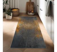 Tapis Couloir 60 x 150 cm, Tapis Passage Poil Ras Industriel Vintage - Lavable Coureur de Cuisine Antique Architecture Géométrie Rayures Antidérapant Coureur D'entrée Descente de Lit Chambre