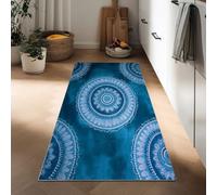 Tapis Couloir 60 x 180 cm, Coureur Cuisine Mandala Cercles Géométriques Tapis de Passage à Poil Court Entrée Lavable en Machine, Antidérapant, Univers De l'art Abstrait pour Salon, Couloir, Buanderie