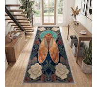 Tapis Couloir 60 x 240 cm Lavable en Machine Gothique Classique Mystérieux | Tapis de Passage Antidérapant Brun Cigale Lianes Roses Doux Poil Ras Entree Interieur pour Salon Chambre Entrée Cuisine