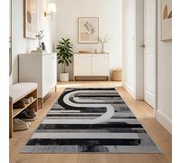 Tapis Couloir 60x210 cm Passage Cuisine Antidérapant Rayure Verticale Arche Peinture Géométrique Machine Doux Long antidérapant, Chambre pour Le Salon, l'entrée, la Chambre Art abstraitNoir