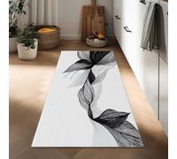 Tapis Couloir Abstrait Vagues Feuilles Plantes Moquette 60 x 150 cm, Antidérapant Coureur de Passage Minimalisme Couloir Long Tapis de Sol de Cuisine - Coureur Paillasson pour Cuisine Salon Chambre