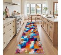 Tapis Couloir Coloré Géométrique 50x180 cm, Tapis Cuisine Antidérapant Patchwork Moderne Art Abstrait, Poil Ras Lavable Rug pour Passage, Salon, Chambre, Cuisine Devant Evier, Entrée Interieur