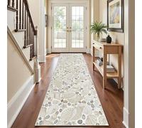 Tapis Couloir Coquillage Plage Océan 50x150 cm, Tapis Cuisine Antidérapant Style Marin Bord de Mer Côtier Nautique, Poil Ras Lavable Rug pour Passage, Salon, Chambre, Cuisine, Entrée Interieur