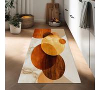 Tapis Couloir Doux Luxe Abstrait Antiderapant 50 x 140 cm, Tapis de Passage Coureur Lavable en Machine Texture De Cercle Géométrique pour Couloir Cuisine Entrée Buanderie