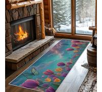 Tapis Couloir Fleur Papillon Lavable en Machine, 60x150 cm Antidérapant Tapis Cuisine Devant Evier Motif Magnifique Fleurs Insecte, Paillasson Entree Interieur, Moquette Chambre Adulte, Poil Ras